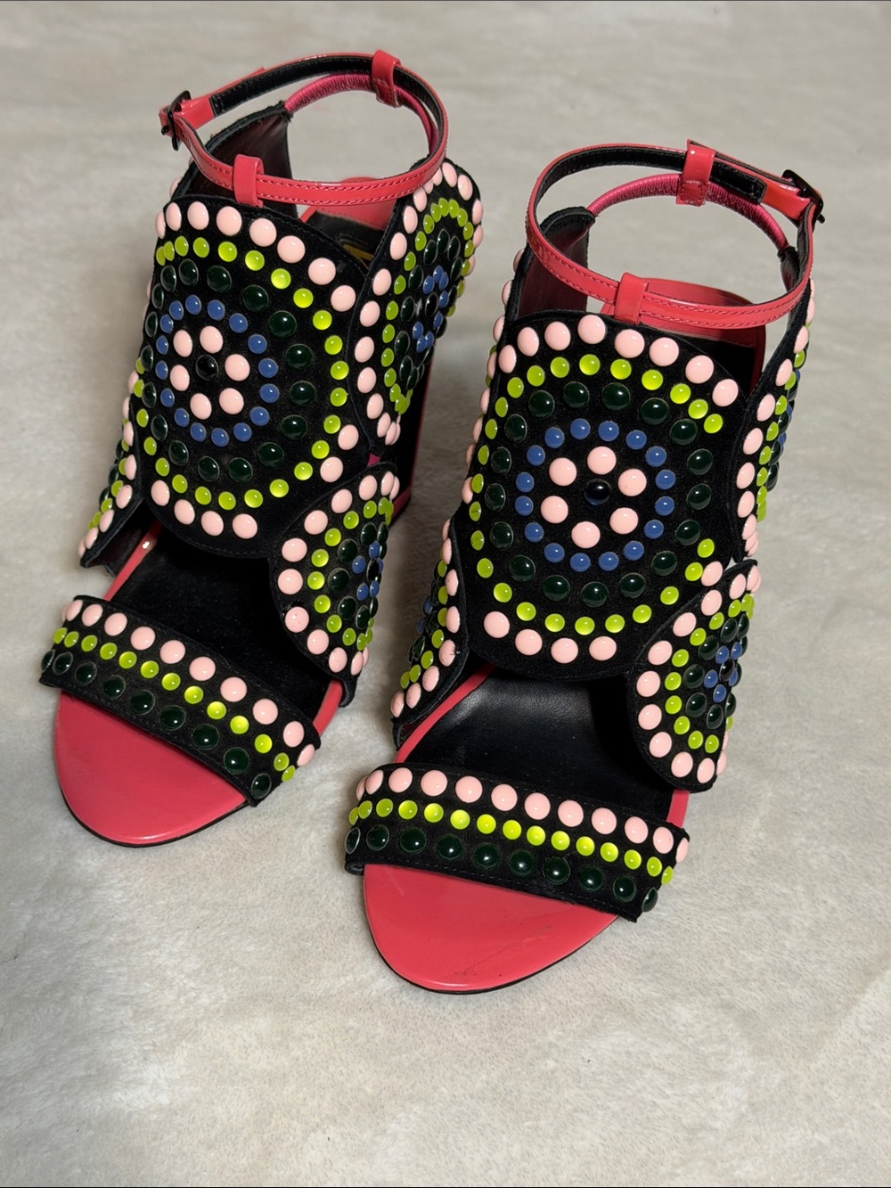 KAT MACONIE Frida Multicolor Studded Embellished  Heels - Size 6